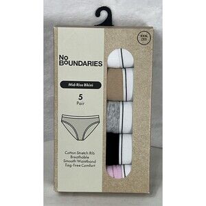 No Boundaries Mid-Rise Bikini 5 Pair Cotton Rib Multicolor Size XXXL 22 NEW